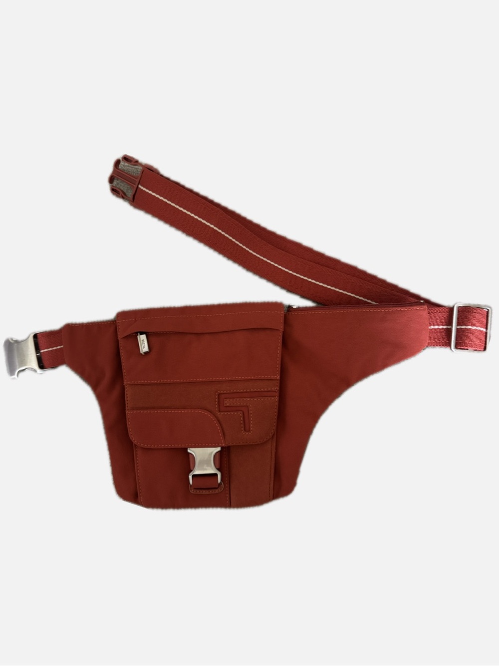 Tumi Rust Red Men's Belt Bag with Silver Hardware